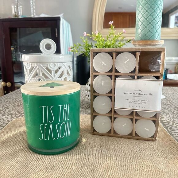 Pottery Barn Votive Candles + Rae Dunn Scented Large Candle Lot - Picture 1 of 7
